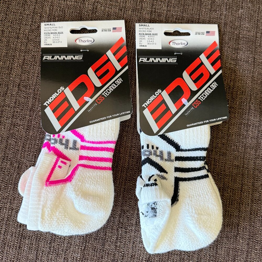 THORLOS EDGE COURT LOT OF 2 MICRO MINI RUNNING SOCKS UNISEX SMALL